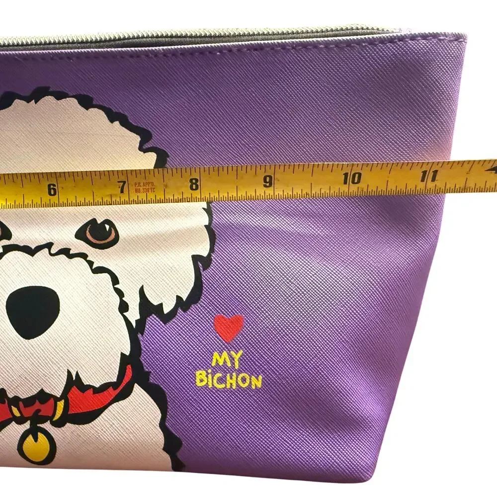 NWT Marc Tetro Love My Bichon Dog Zippered Makeup Pouch Bag Dog Mom